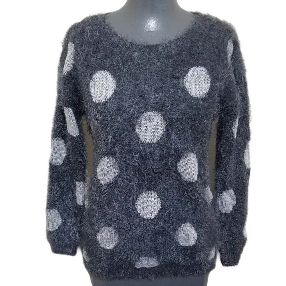 Gray Polka Dot Sweater M